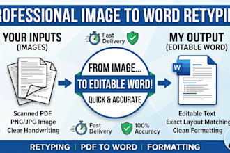 accurately retype image to word, scanned pdf to word