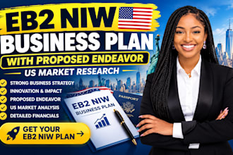 write eb2 niw ai business plan with proposed endeavor us market research uscis