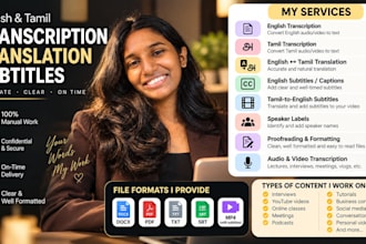 transcribe english and tamil audio or video accurately