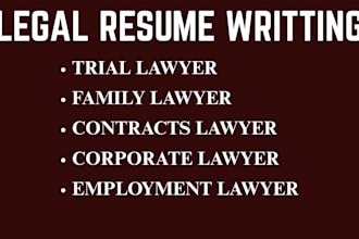 write a professional legal services resume and corporate