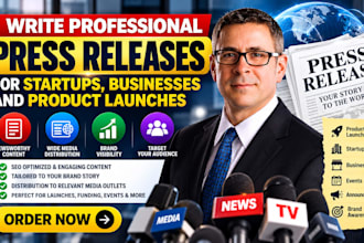 write professional press releases for startups, businesses and product launches