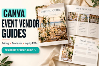 design canva event vendor pricing guides, service brochures, inquiry pdfs