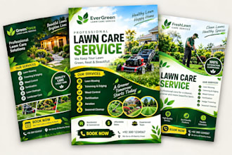 design a perfect lawn care landscape flyer for your business
