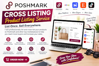 do poshmark cross listing, product listing, and virtual assistant services