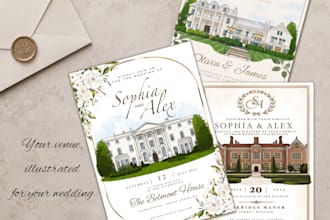 illustrate your wedding venue and create a custom invitation