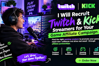 recruit twitch and kick streamers for your game affiliate campaign