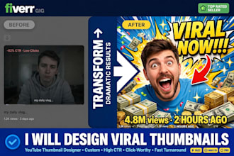 design 3 viral eye catching youtube thumbnails