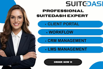 set up branded suitedash client portal, CRM, invoicing ,  automation,