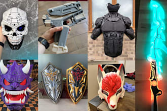 3d print and paint custom cosplay helmets, masks, props, armor stl file and ship