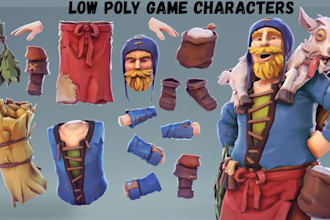 create retro ps1 psx n64 low poly 3d game characters low poly game props assets