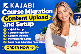 do course migration content upload and setup kajabi beauty skincare