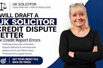 draft a UK solicitor credit dispute letter for credit report errors