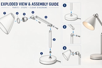draw assembly instructions, exploded views and step by step technical product