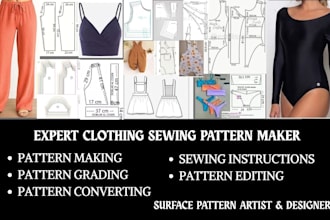 create digital sewing pattern,pattern grading for any garments in PDF and dxf