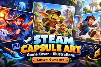 create steam capsule art, game cover art, and game illustrations