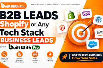 provide b2b leads, shopify or any tech stack business leads with builtwith pro