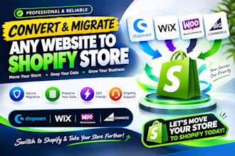 convert shopware wix woocommerce bigcommerce website to shopify store migration