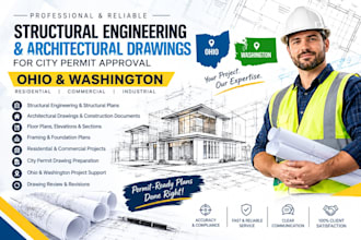 structural engineering, architectural drawing, city permit in ohio, washington