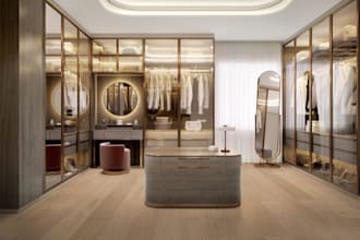 do 3d walk in closet modeling, locker room interior design and rendering