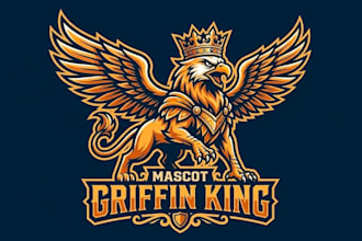 make wonderful griffin king mascot logo design with 1 day delivery