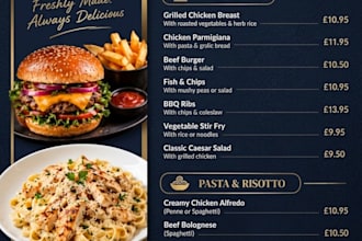 design professional restaurant menu or digital menu board