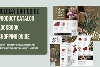design a holiday gift guide and product catalog