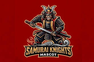 draw samurai knight mascot logo design with express delivery