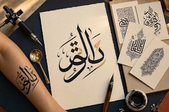 design beautiful calligraphy and tattoo with an arabic touch