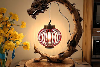 design led table lamps, anime lights, aesthetic and ambient lighting in 3d cad