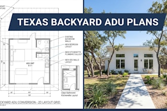 design texas backyard architectural drawings floor plan elevations adu permit