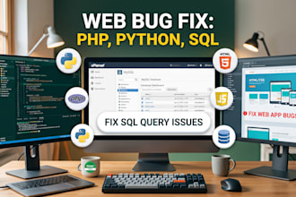 fix web app bugs, PHP, python, and sql issues