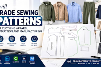 grade sewing patterns for clothing apparel production and manufacturing