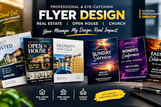 design realtor property listing flyer and open house  church flyer design