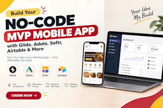 build no code mvp mobile app with glide, adalo, softr, airtable softr glide app