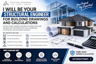 be your civil structural engineer for building drawings and calculations