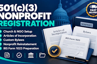 do 501c3 nonprofit registration church ngo setup  reinstatement bylaws articles