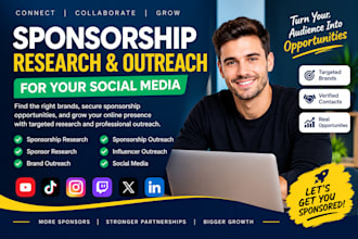 do sponsorship research and outreach for your social media