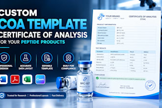 design custom coa template, certificate of analysis for your peptide products