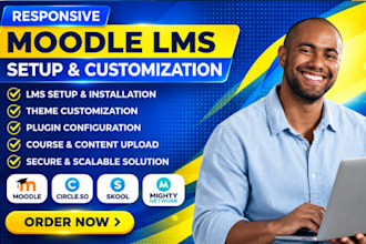 setup moodle lms, moodle customization, learndash elearning website courses lms