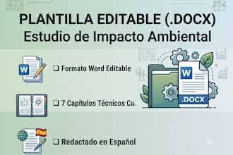 provide a professional eia report template in spanish I will
