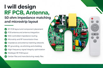 design rf pcb, antenna, 50 ohm impedance matching and microstrip layout