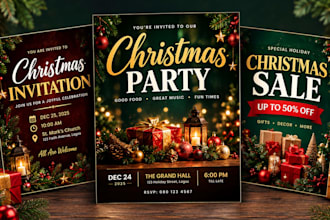 design christmas party flyer, holiday invitation and event poster