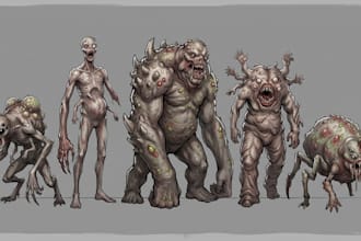creature illustration, monster design, fantasy art, dnd art, fantasy creature