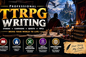write engaging ttrpg adventures, campaigns, quests and rpg content
