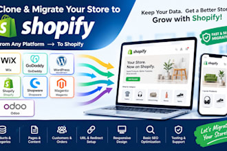 clone migrate wix to wordpress shopware magento odoo godaddy to shopify store