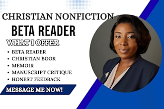 be your christian book nonfiction memoir beta reader and give honest feedback