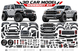 3d car model widebody kit low poly car custom body kit car rendering 3d printing