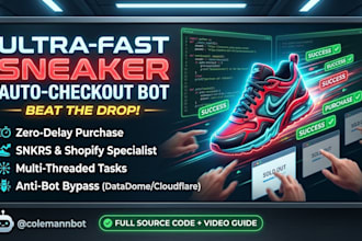 build custom high speed python sneaker bot and auto checkout bot