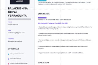 create an ats friendly resume and professional CV