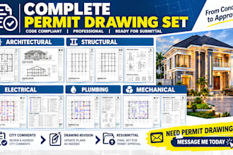 do city permit drawings, architectural, mep,  structural drawings, corrections